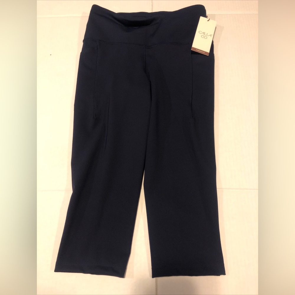 Calia Women’s Size XS Powermove High Rise Knee Crop Opulent Blue Leggings